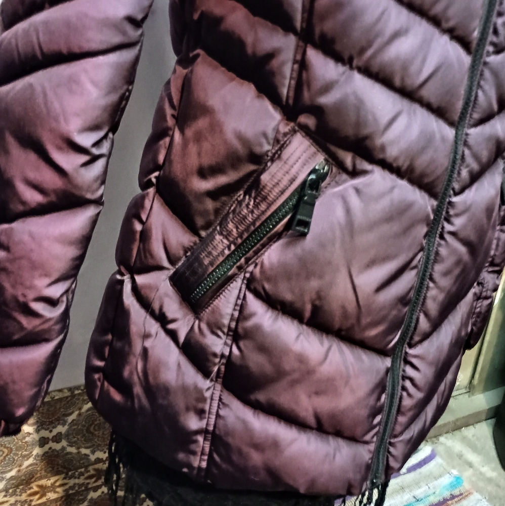 Madden‎ Girl Purple Puffer Coat With Fur Hood - Picture 2 of 11